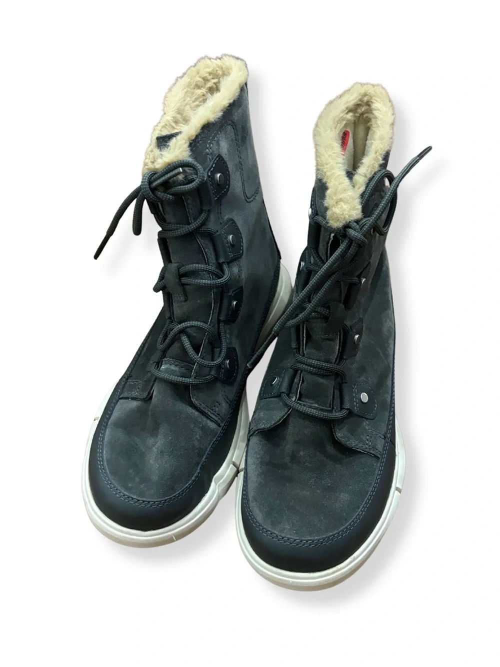 Sorel Explorer Joan Faux Fur Waterproof Boots Women’s Size 8 Charcoal Gray